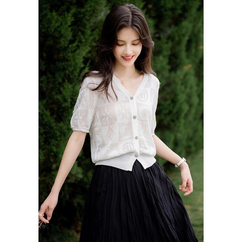 Mokana Damen V-Ausschnitt Kurzarm Stricktop