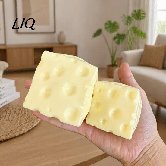 Decorative Stress Relief Toy Shapeable Cheese Squeeze Toy, Block Sensory for Relief, Moldable Cube Pinch Home Office Classroom Soft Reliever