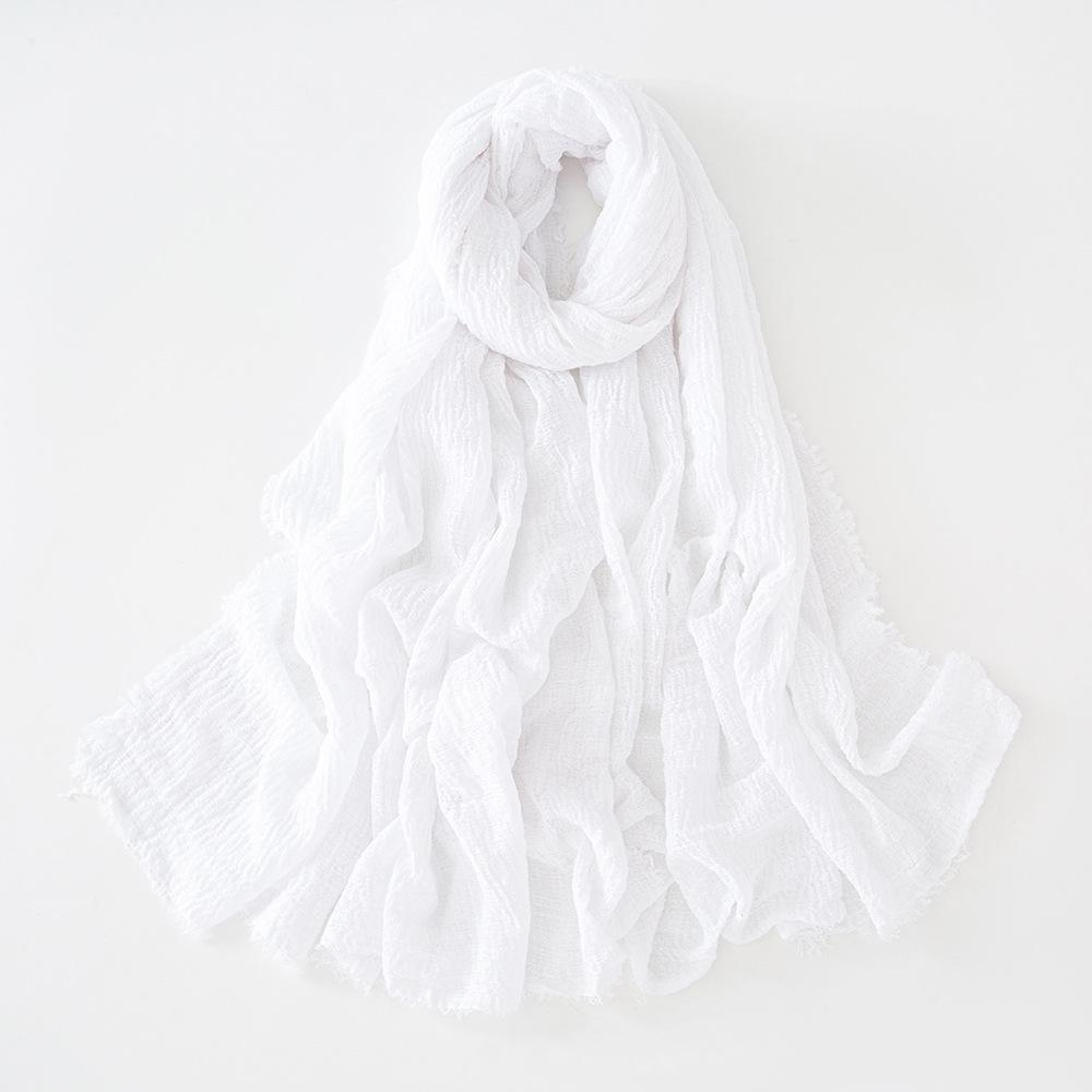 New Cotton Linen Gauze Scarf For Women Girls Spring Autumn Solid Scarves Soft Pashmina Foulard Simple Retro Beard Wrap Shawls