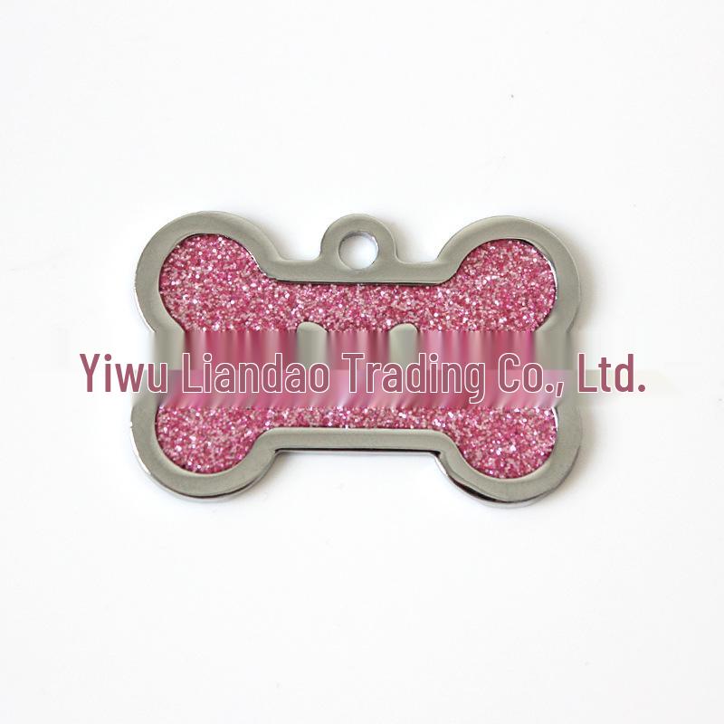 HC535 10-Color Glitter Dog Bone Metal Pet Tag Pendant