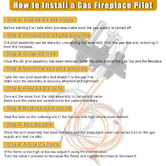 4021-736 Pilot Assembly, 485-510A Natural Gas Kits for Heatilator, Heat N Glo, Quadrafire Fireplaces Replacement 2103-010, Fireplace with Thermopile,