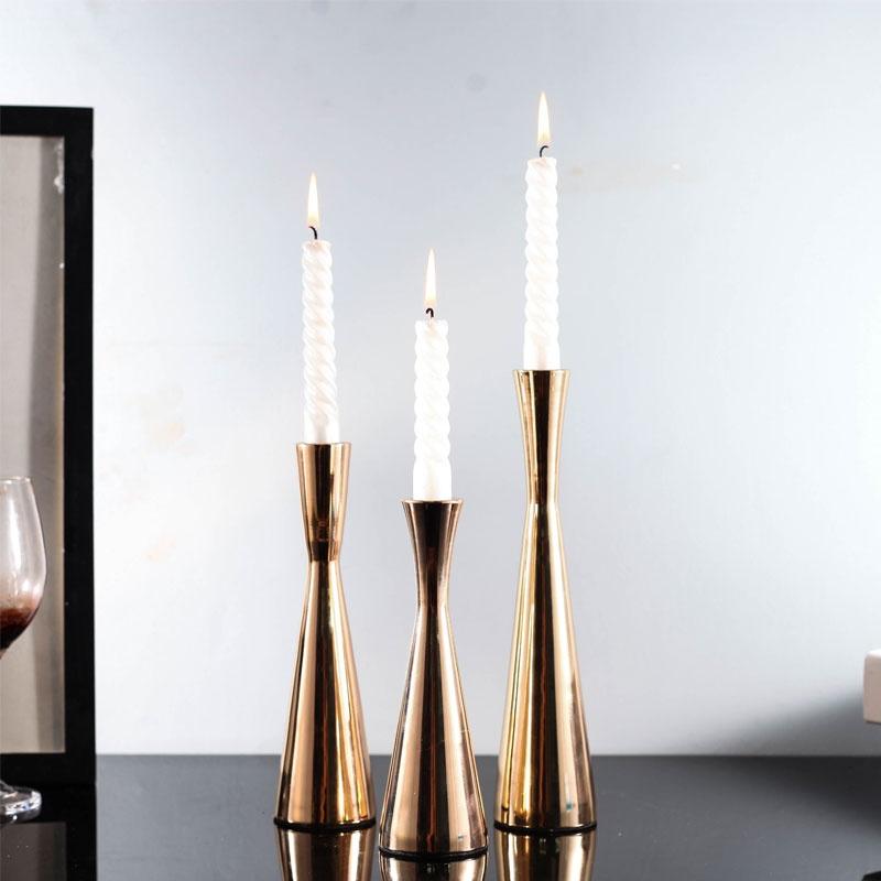 New 3 Pcs/Set Iron Art Metal Candle Holder Gold Candle Stand Romantic Wedding Ornament for Festival Cele
