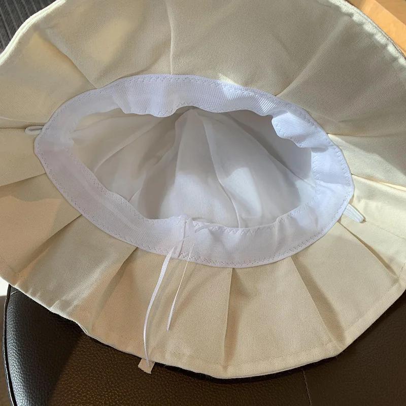 Women's Summer Fisherman's Hat Solid Color Cute Korean Versatile Japanese Sun Hat Sunshade Sweet Cute Bow Hat Trend Gifts