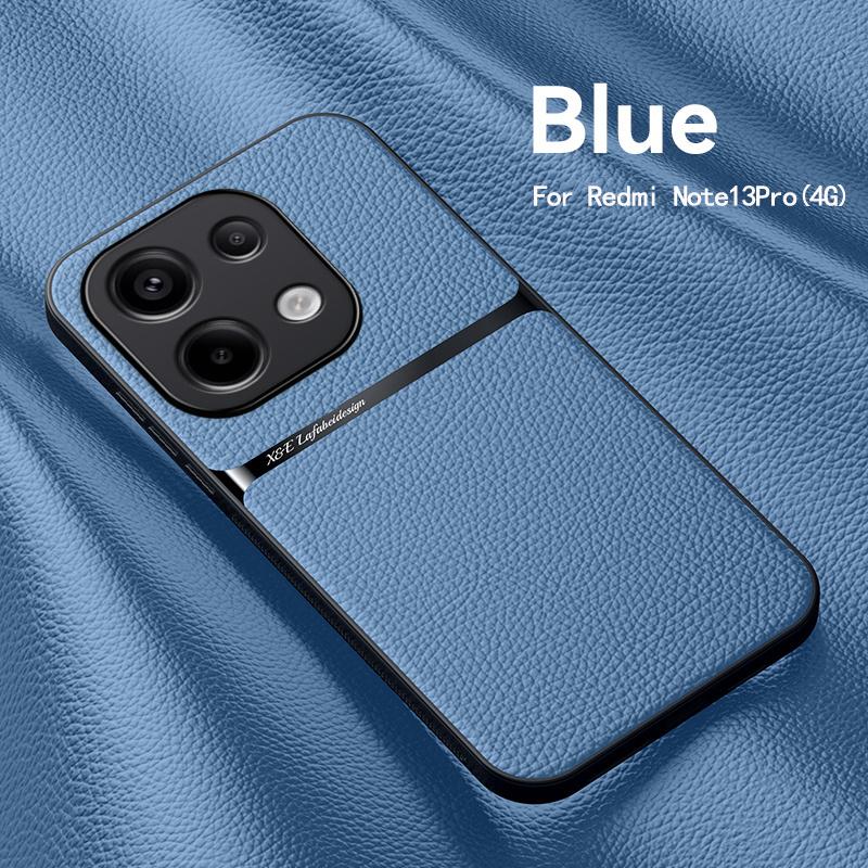 Leather Car Holder Magnetic Cover For Xiaomi Redmi Note 13 Pro 4G 5G Case Silicone Shockproof Coque Redmy Note13 Note13pro Plus