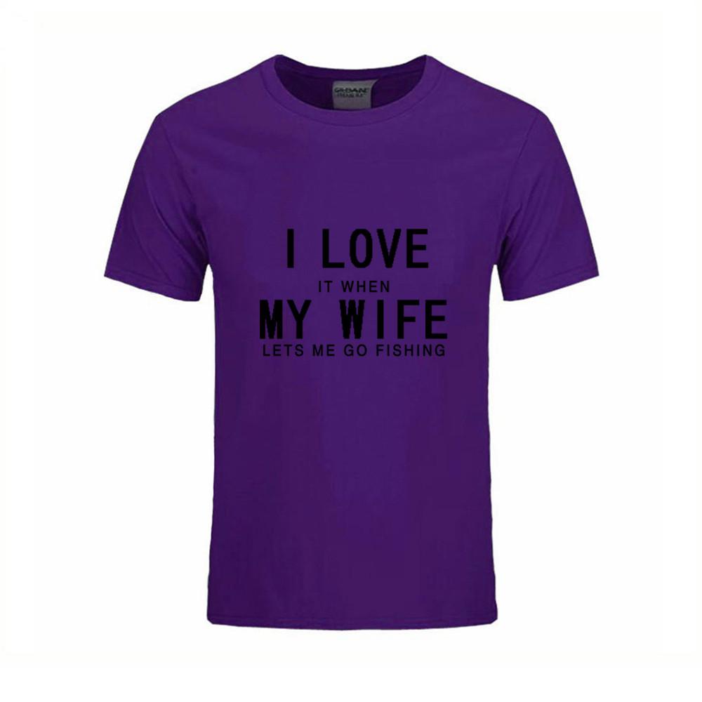 Men S T Shirts I Love My Wife Slim Fit Simple Style Tees Crew Neck