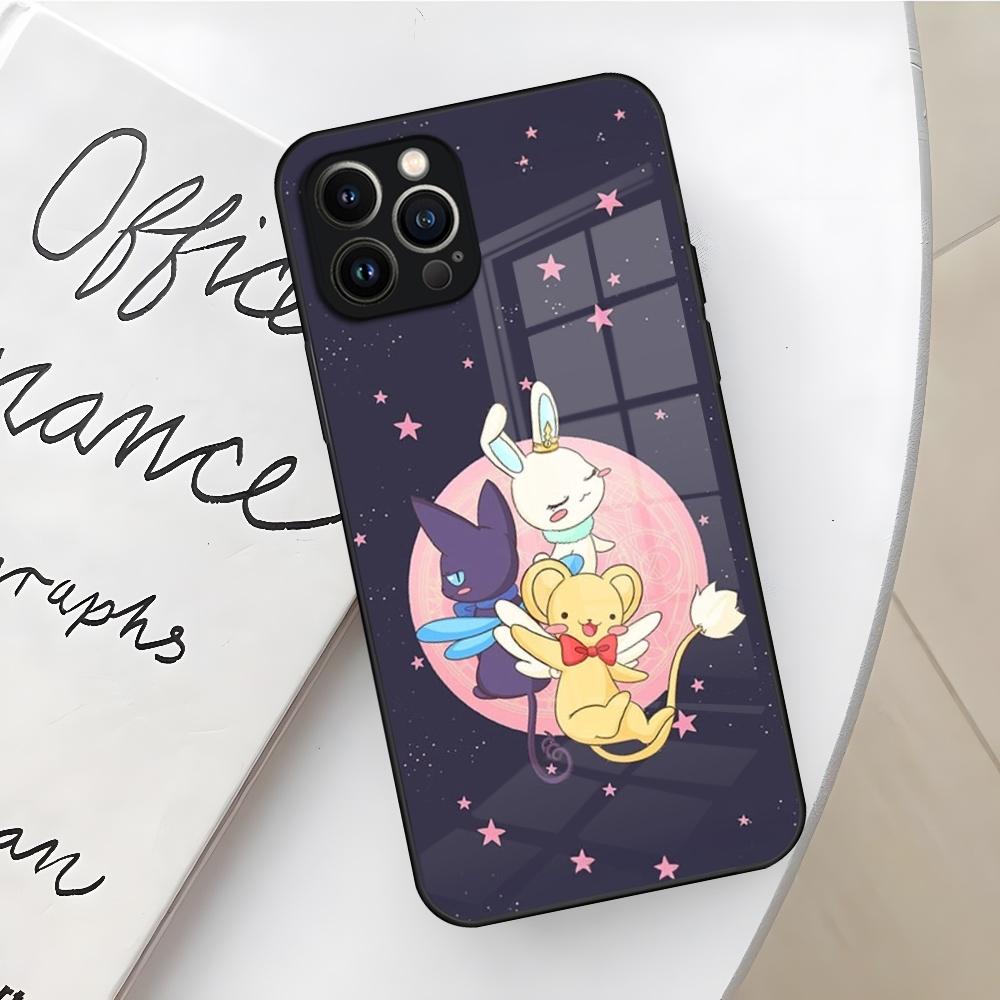 Anime Card Captor Sakuras Phone Case for Iphone 16 15 14 12 11 13 Pro Max Mini X Xr Xs Se 8 Puls glass Cover