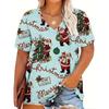 Fashion Women T Shirt Christmas Tree Print V Neck Short Sleeve Basic Tops Streetwear Summer Oversized Clothing Female T-Shirts