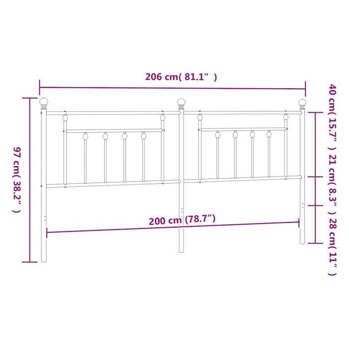 VidaXL Tête de lit métal noir 200 cm 353575