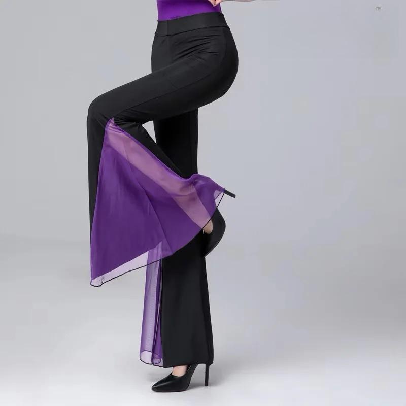 Pantaloni da Ballo Eleganti a Zampa d'Elefante da Donna Pantaloni da Ballo Latino da Sala da Ballo Pantaloni da Danza del Ventre Pantaloni da Allenamento Costume da Esibizione