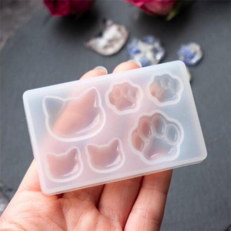 Kristall-Epoxidharz DIY Silikonform, Katzenpfote Katzenkopf geformte Schlüsselanhänger Schmuck Anhänger Form