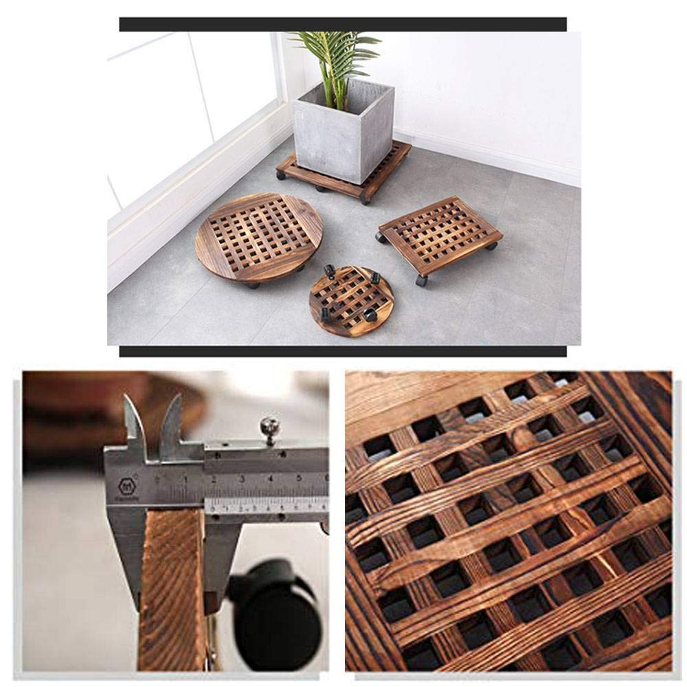 Diameter 30CM Wooden Movable Flower Stand Flower Pot Stand Pot Stand Kitchen Stand Flower Stand Pot Holder Plate Floor Protection Easy To Clean Easy