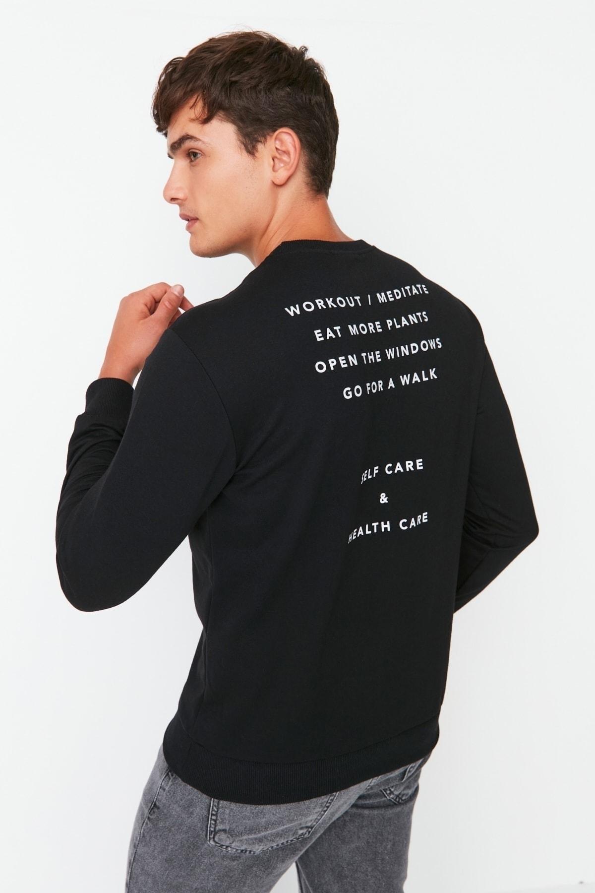 

Черная мужская толстовка стандартного кроя с длинным рукавом и круглым вырезом с принтом TMNAW23SW00199.