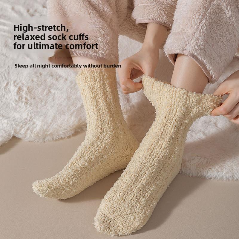 Coral Fleece Thermal Maternity Socks for Women - Winter & Fall Edition Thickened & Fleece-Lined Loose-Fit Floor Socks for Home & Sleep