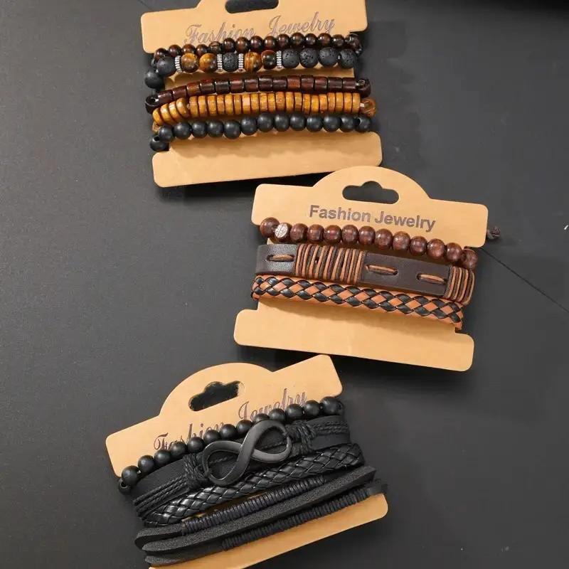 Nouveau set de 12 bracelets en perles, bracelets élastiques pour hommes, sans boîtes.
