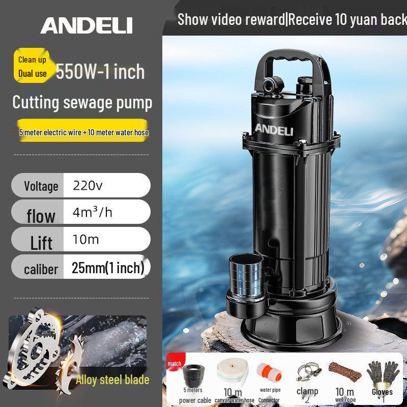 220V Kupfer Klärgruben-Schneidpumpe für Toiletten, Abwasser, Schlamm und Wasser - Ideal für den Hausgebrauch und die Landwirtschaft