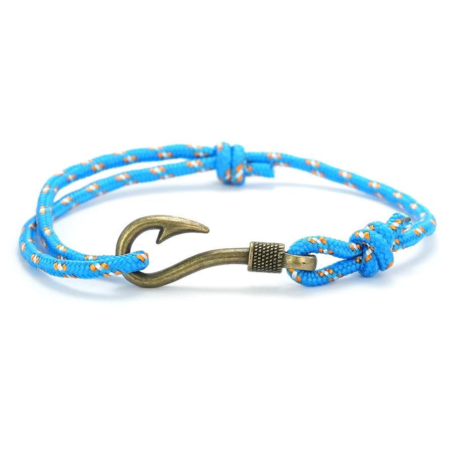 Retro Fishhook Bracelet Men Multicolour Adjustable Nautical Beach Surfing Hand Accessories Lucky Red Paracord Braclet Pulseras