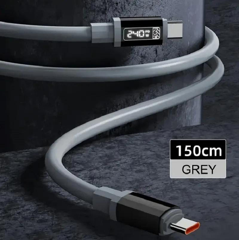 

Новый кабель USB Type C - USB Type C с цифровым ЖК-дисплеем 240 Вт для быстрой зарядки для iPhone 15 16 Samsung Xiaomi Huawei