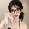 Cat Eye Leopard Bow Glasses Frame No Lenses Vintage Blue Light Blocking Y2K Cosplay Party Decorative Eyewear