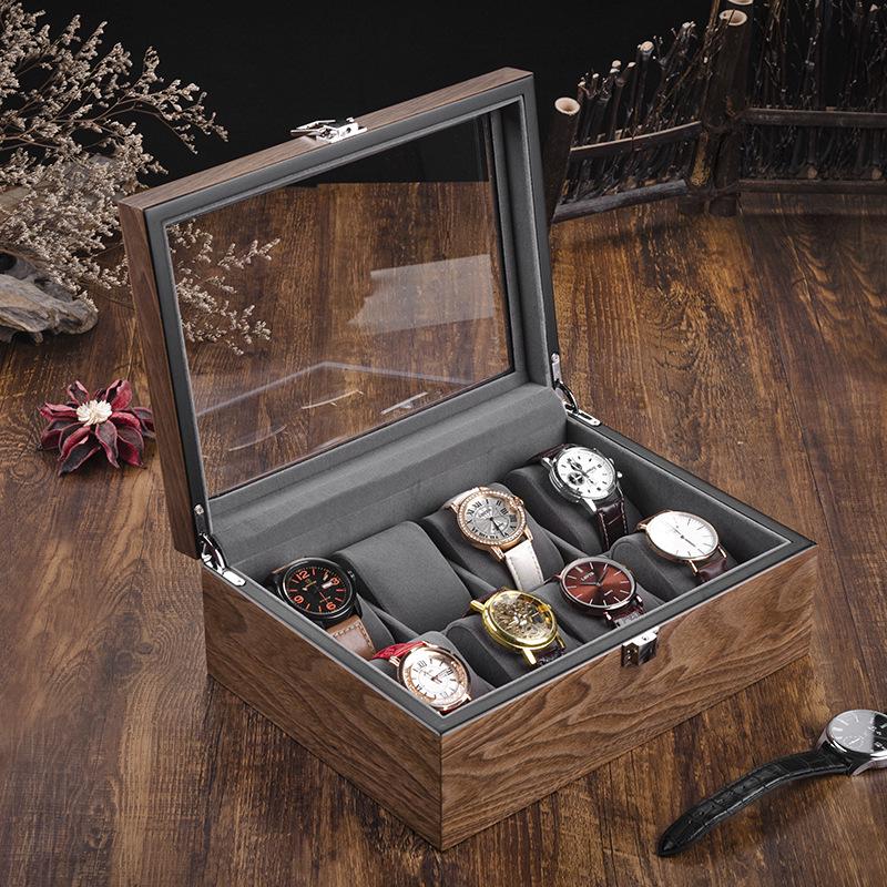 Walnut Wood Watch and Jewelry Organizer Box - Storage for Wristwatches, Bracelets, and More