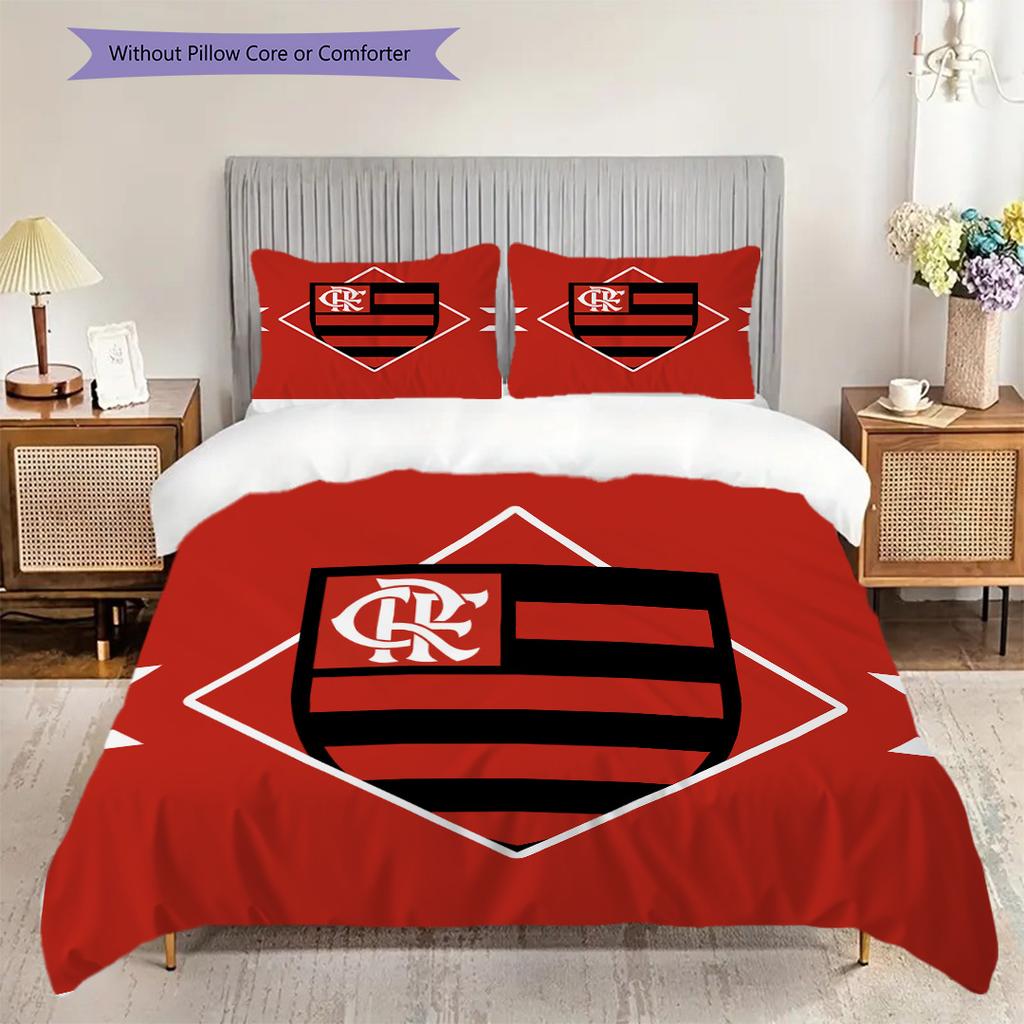 Flamengo logo Vzor Povlečení Přikrývka Sada Povlak na přikrývku Povlak na polštář Domácí dekorace Dárek k narozeninám (1 * povlak na peřinu + 2 * povlak na polštář, bez jádra)