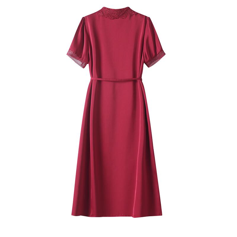 Sanpowa Elegant V-Neck Tie-Waist Midi Dress