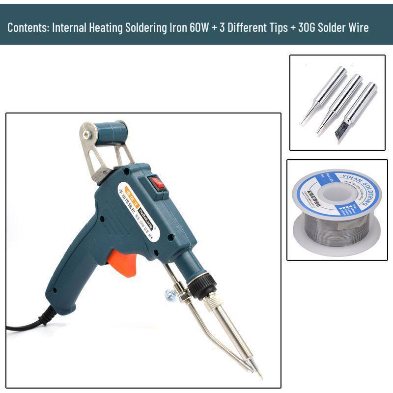 Electric Soldering Iron 60W: Internal/External Heating, Single-Handed, Semi-Automatic Solder Dispenser.