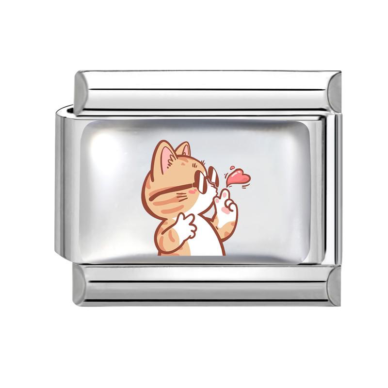 New Lovely Cat Dog Cow Fish Heart Y2K Wholesale Italian Charms Fit 9MM Stainless Steel Bracelet DIY Creative Jewelry Gifts