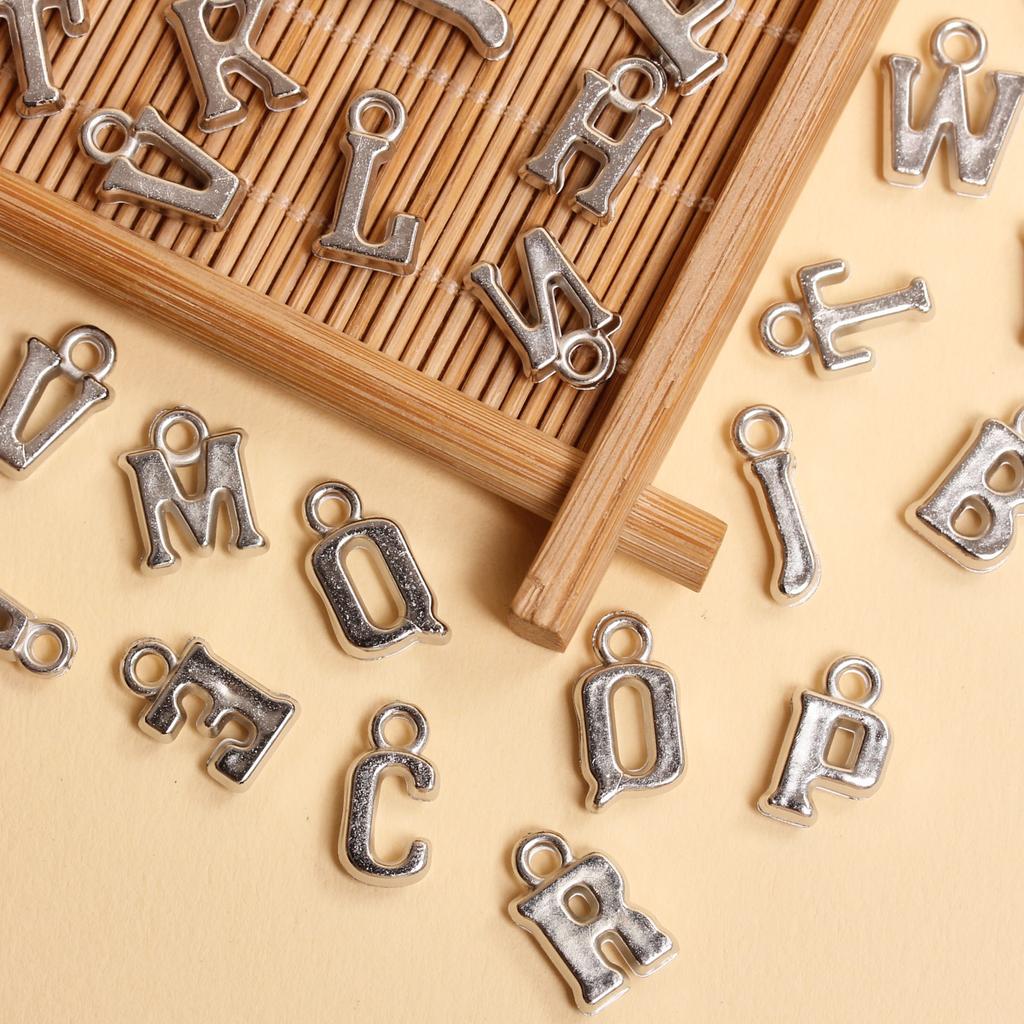 50Pcs A-Z14-16mm*8-9mm Handmade Accessories Pendant Letter Keychain Bracelet Necklace Jewelry Making Crafts Jewelry