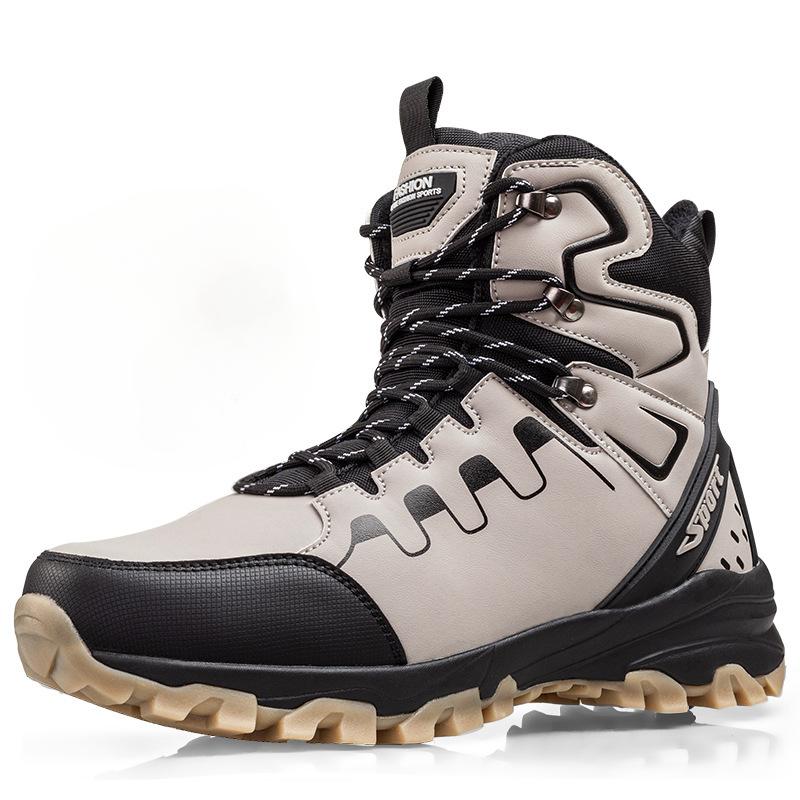 Men's Winter Warm Snow Boots With Fur Lined Outdoor Anti-Slip Waterproof Walking Ankle Booties for Male Comfortable Hiking Mid-Calf Boots Shoes