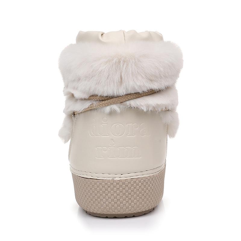 Snow Boots Women'S Thick-Soled Short Boots Imitation Rabbit Fur Short Boots Warm Winter New Waterproof Boots