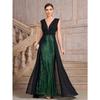 Polyester Sequined A Line Dress For Formal Parties With V Neck And Sleeveless Design