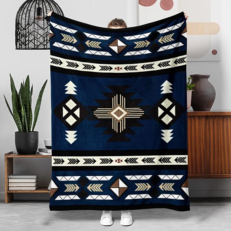 Bohemian Aztec Flannel Printed Blanket Suitable For All Seasons Suitable For Living Room Office Sofa And Travel