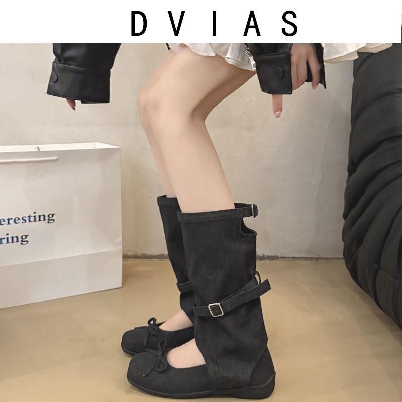 DVIAS Korean version niche cool boots women's autumn new hollow breathable bow ballet style flat bottom old single shoes