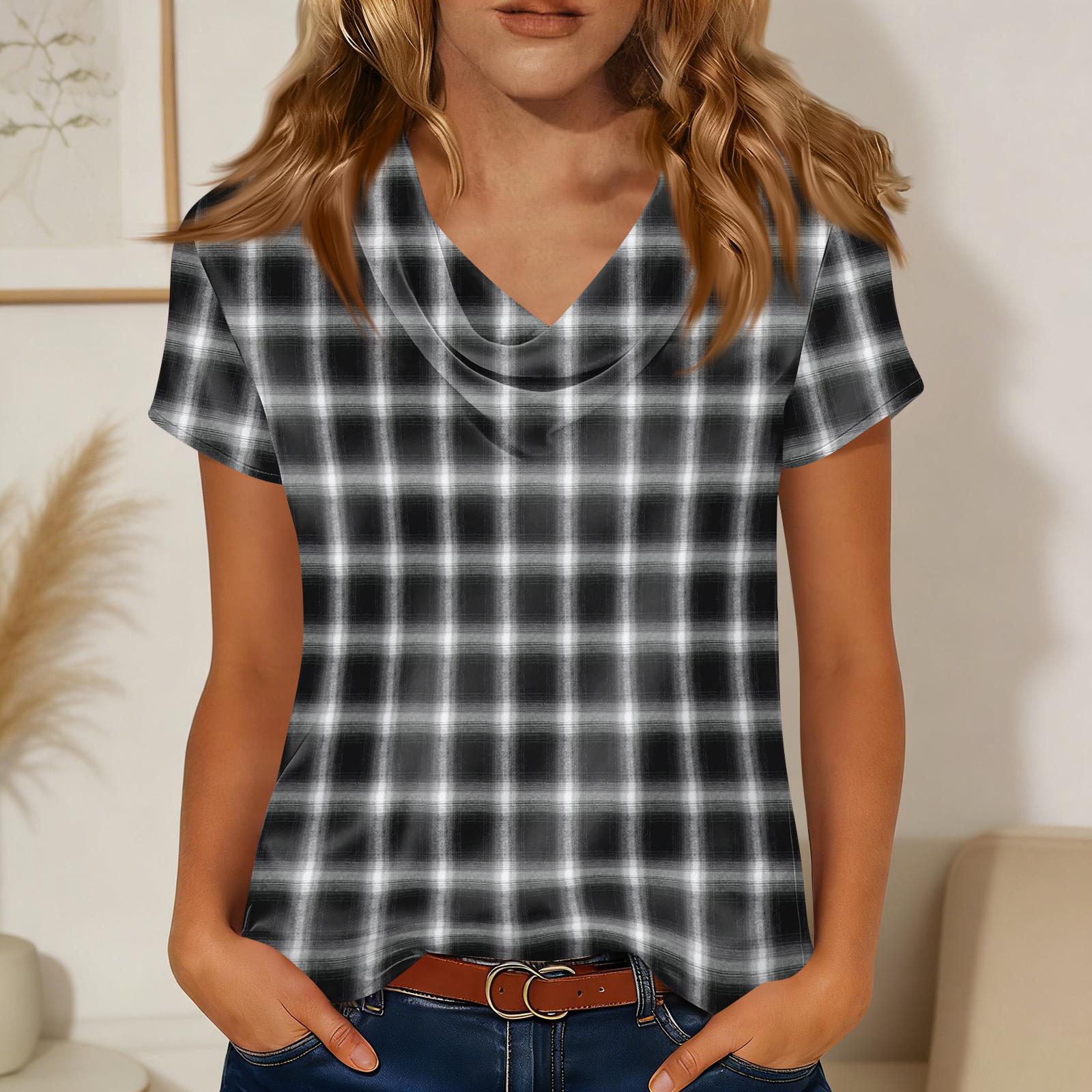 

Long Sleeve Shirts for Women Womens Long Sleeve Tops Long Sleeve Tops for Women Womens Long Sleeve T Shirts Casual Plaid V Neck Design S