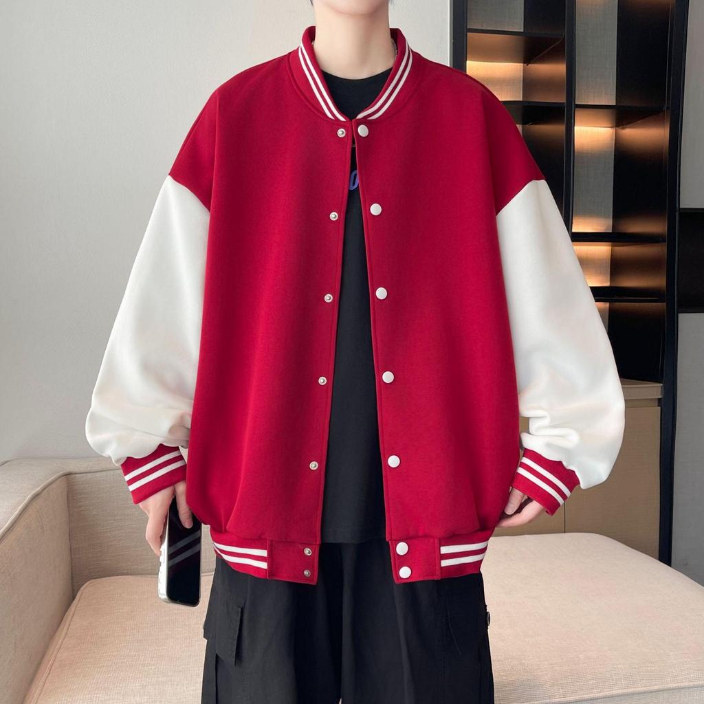 Men's Velvet-Lined Casual Cardigan: Trendy Autumn Winter Jacket - Stylish American Baseball Style for Couples