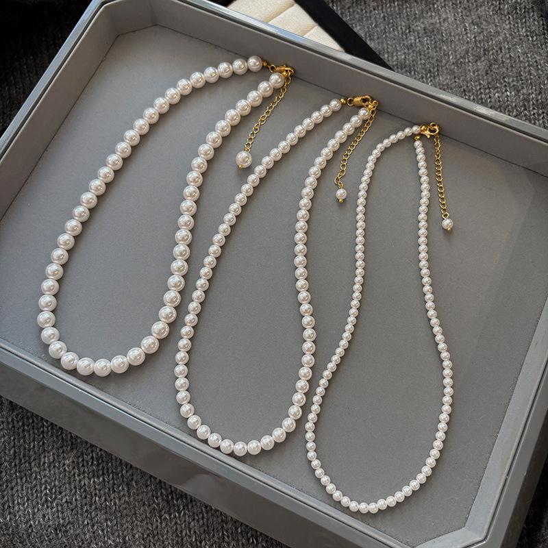 S Home Australia White Extremely Fine Pearl Necklace Women's Light Luxury Niche Temperament Beaded Clavicle Chain with Jewelry
