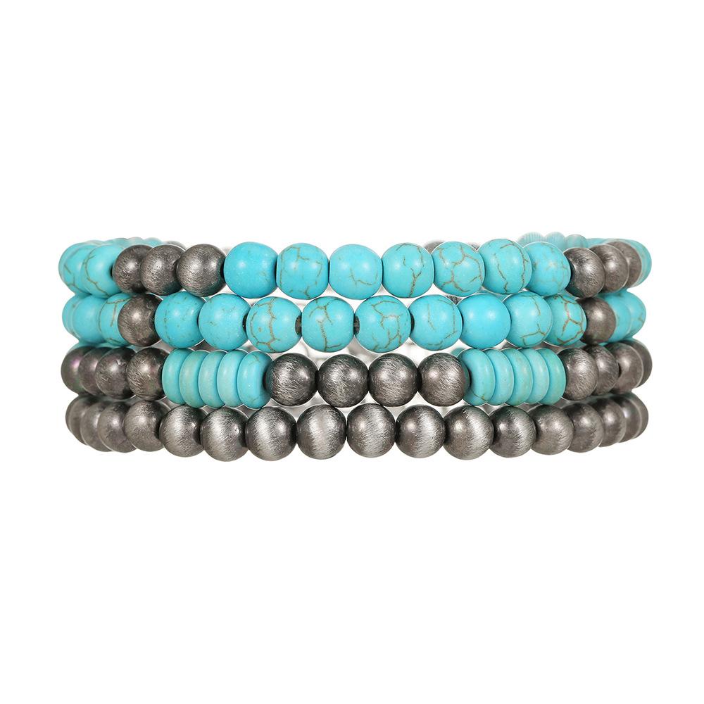 Europe and the United States hot-selling brushed tin ccb round bead bracelet Navajo western handmade beaded turquoise bracelet women