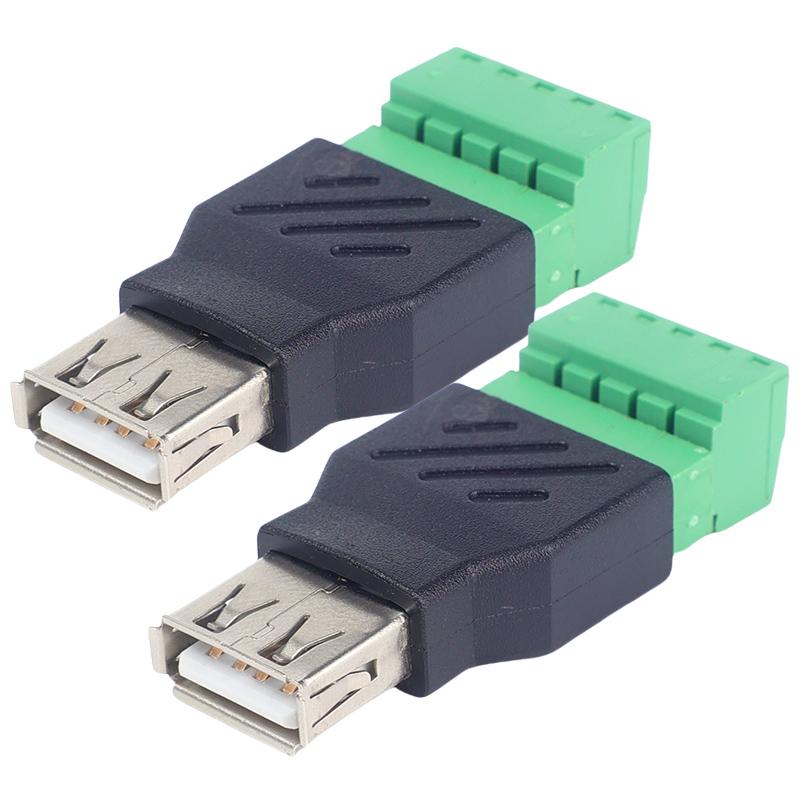 USB 2.0 Type A Male/Female To 5 Pin Screw Connector USB Jack with Shield USB2.0 To Screw Terminal Plug No Welding Required