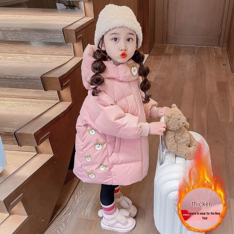 

2025 Girls Trendy Winter Down Coat - Thick Padded Fashion Jacket 120 cm height