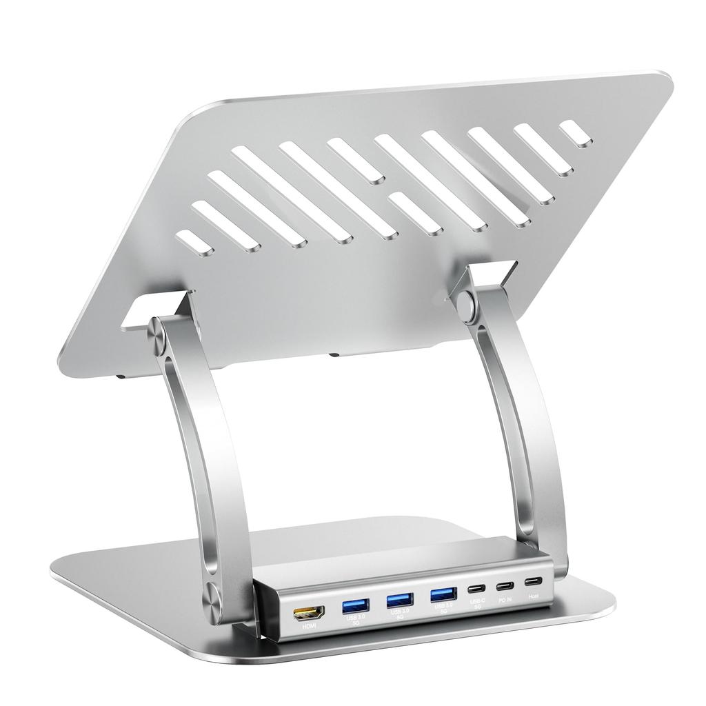 Archiss Laptop Stand with USB-C Hub, Silver, AS-LHBM-SL