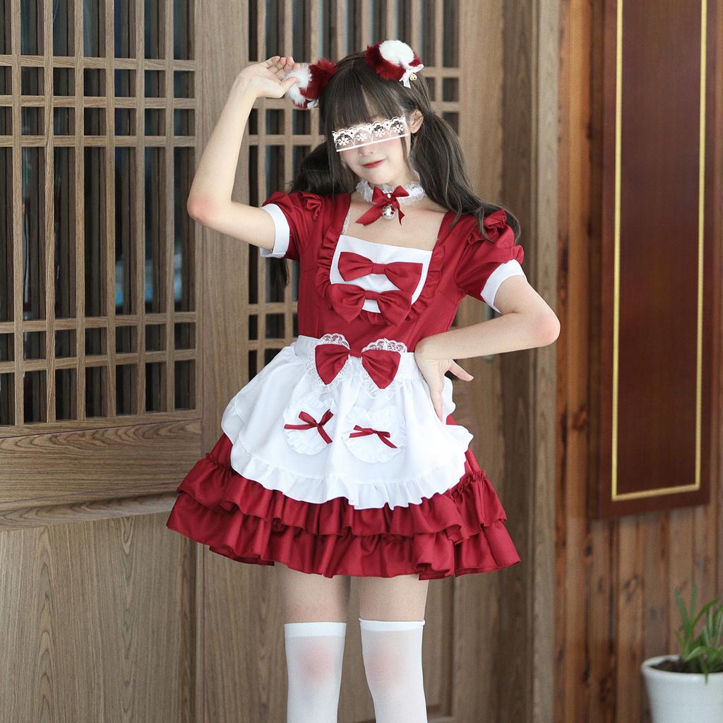 Cosplay Soft Girl Maid Dress Pure Cute Pink Maid Uniform Suit Role Play Skirt