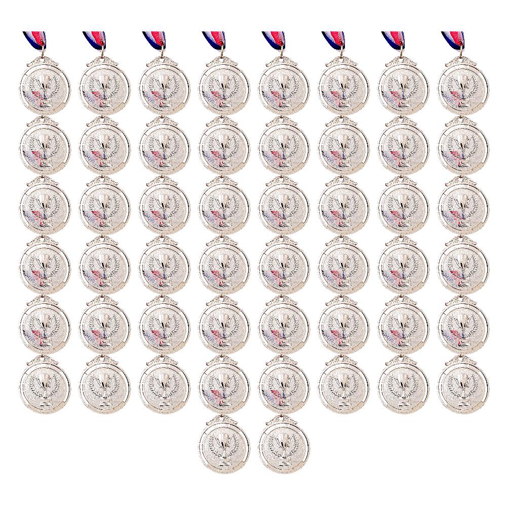 50-1PCS 2 Inches Gold Silver Bronze Award Medal with Neck Ribbon Gold Silver Bronze Prize Round for Competitions Party