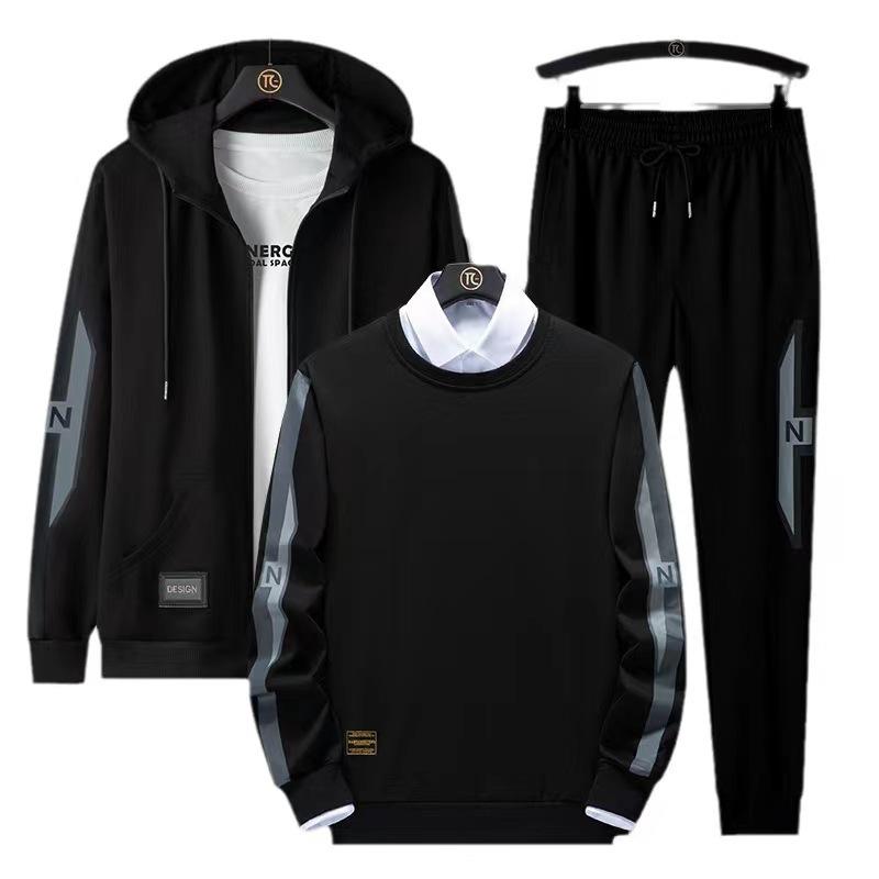 Autumn and Winter Tracksuits 3 Piece Men 'S Sports Suit Plus Size 8xl Men's Autumn and Winter Sweater Three Piece Set