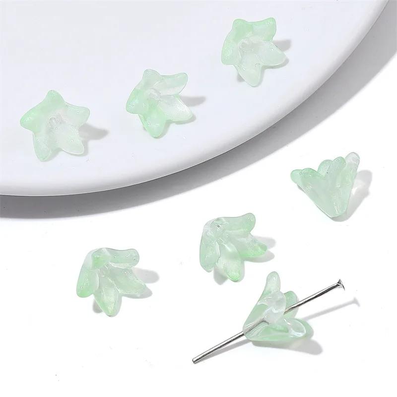 ZW52 20pcs 10x13mm Colorful Lily Cute Flower Glass Bead Charm Handmade Diy Earrings Necklace Bracelet Jewelry Accessories