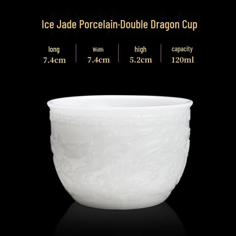 Shangqi Ice Jade Porcelain Embossed Dragon Teacup