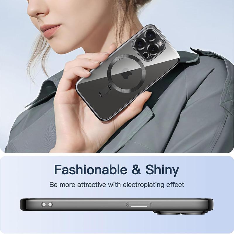 Magnetic Plating Case For iPhone 16 15 14 Plus 13 12 11 Pro Max Camera Lens Protector Glass For Magsafe Wireless Charger Cover