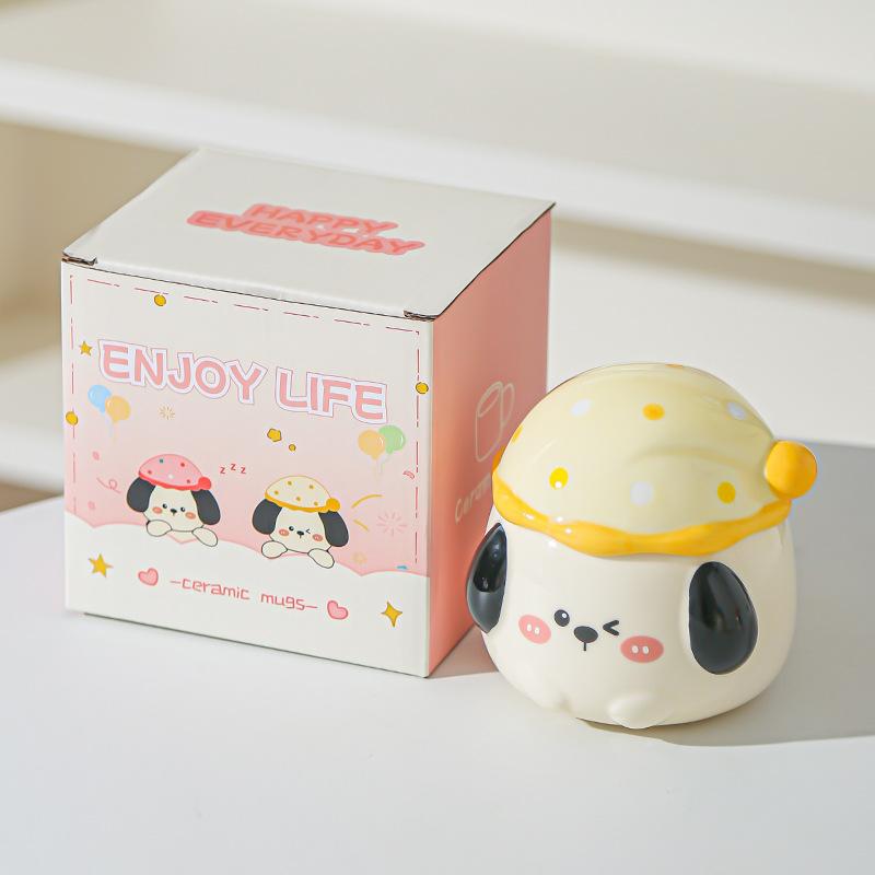 Cartoon Puppy Cute Mug with Lid Office Drinking Water Cup Couple Girl Water Cup Souvenir Gift Cup Coffee Cup