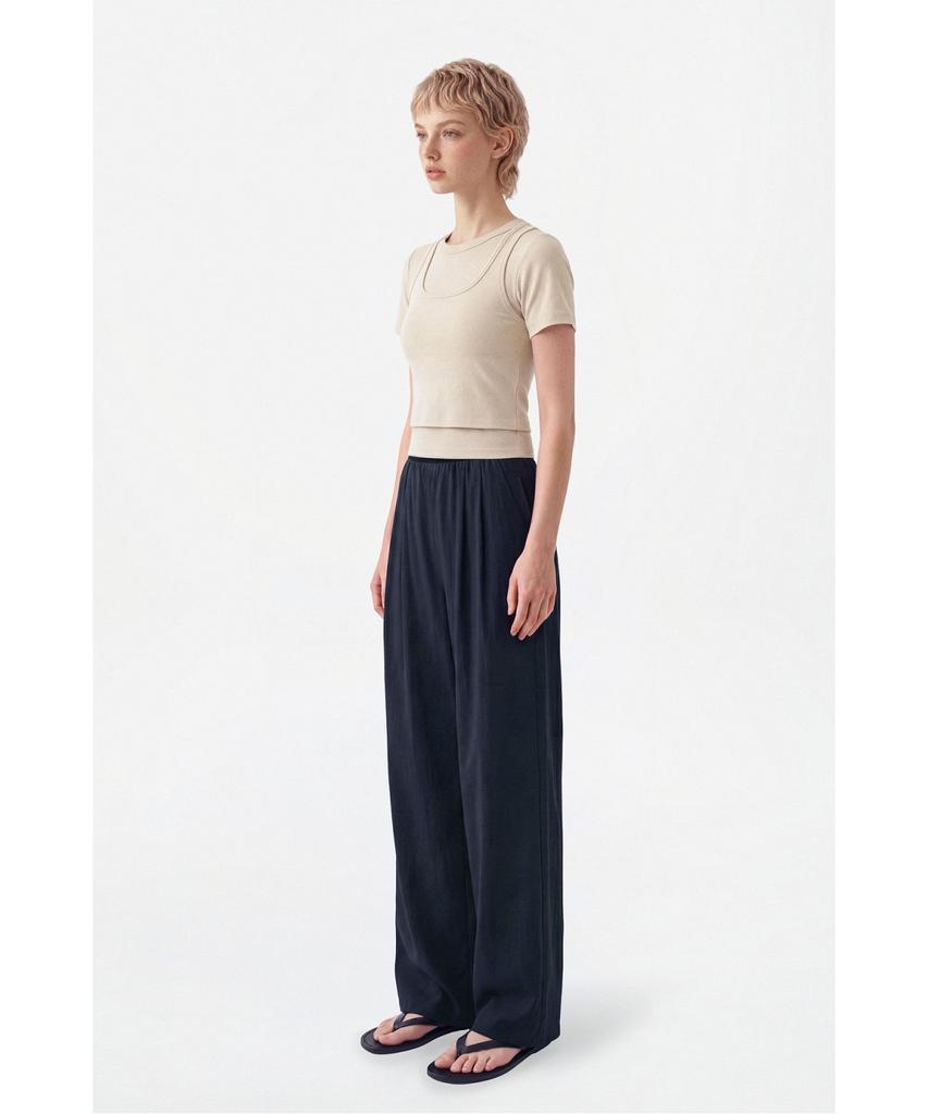 Jaa [Jaah] Elastic Waist Pants Navy