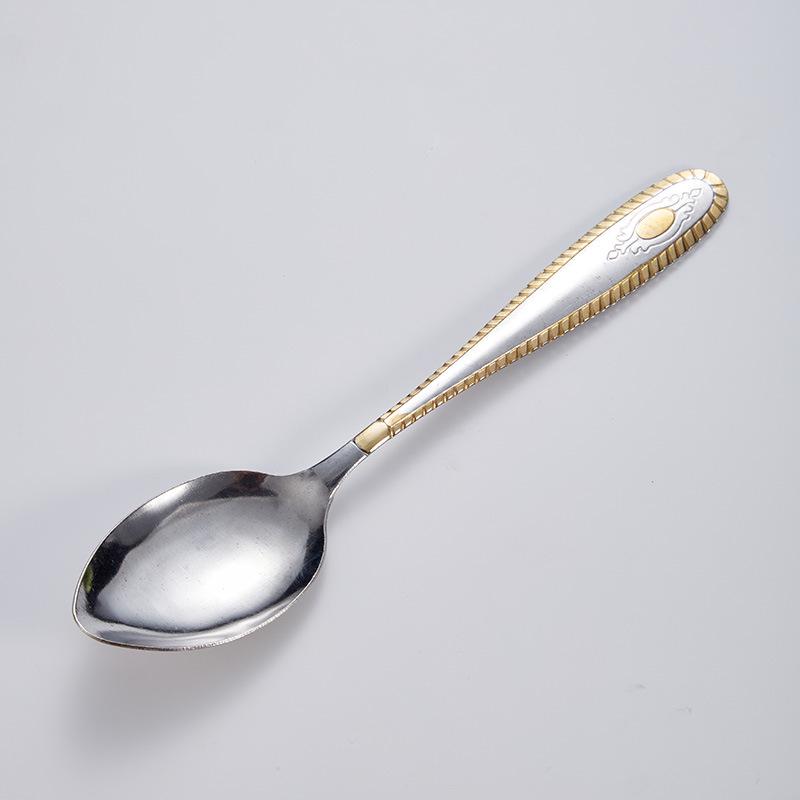 Stainless Steel Feather Pattern Spoon & Fork Set for Western Food