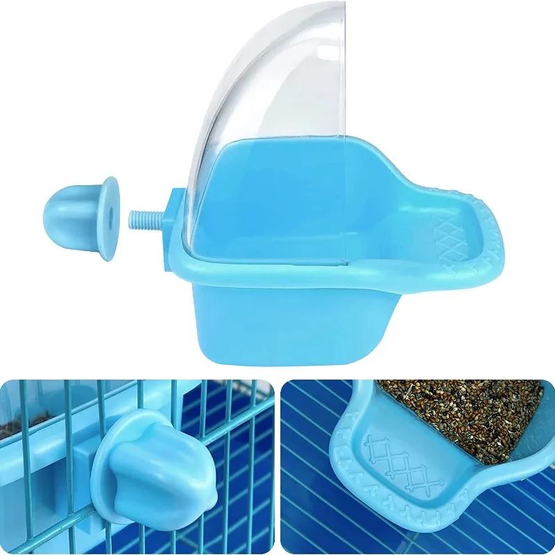 Splash Prevention Bird Cage Feeder Parrot Birds Water Hanging Bowl Parakeet Feeder Box Pet Cage Food Container Bird Supplies